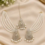 Pearl Earrings Chain Set